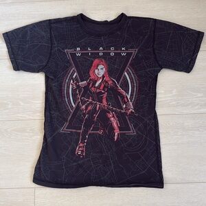 3/$10 Black Widow Graphic T-Shirt Red Black